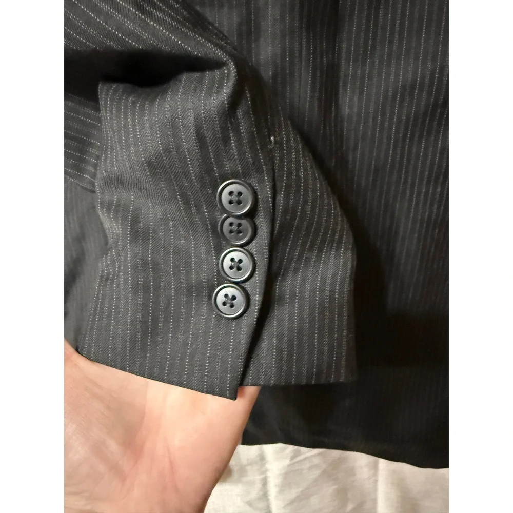 Calvin Klein Men's Blazer Medium Striped Black Pin Strip 100% Wool Single Breast